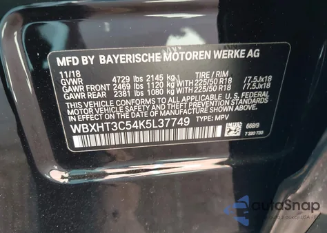2019 BMW X1 xDrive28I from USA, damaged, VIN WBXHT3C54K5L37749